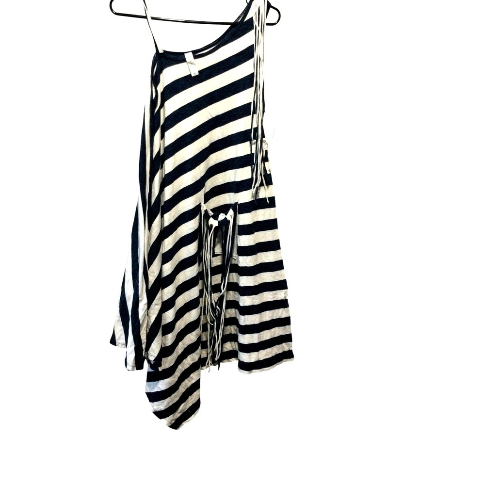 Striped TunicDress, One Shoulder Tie Detail, NavyandCream‎ Summer Casual size M
